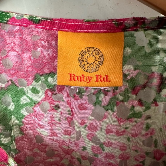 Ruby Rd women multi color blouse pink green and white size Small - Picture 7 of 9